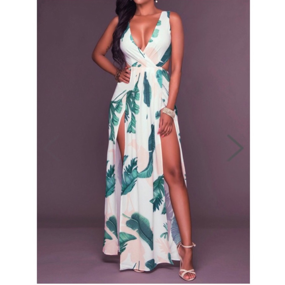 White high slit maxi dress, never worn